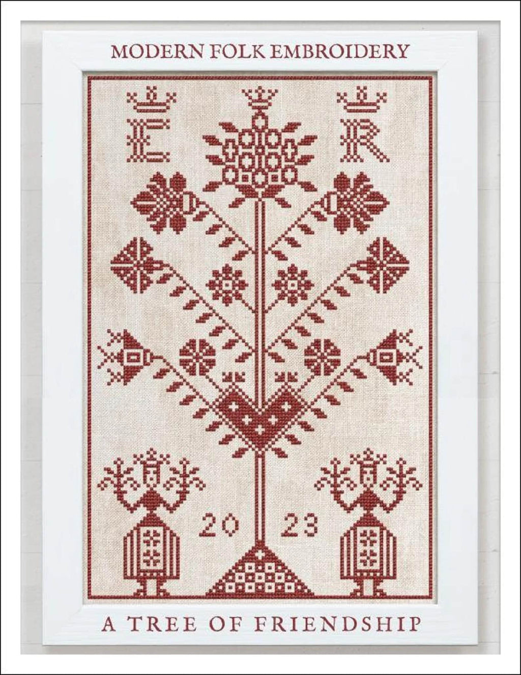 MODERN FOLK EMBROIDERY "A Tree of Friendship" Counted Cross Stitch Pattern, Sampler, Chart, Pattern Only