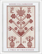 MODERN FOLK EMBROIDERY "A Tree of Friendship" Counted Cross Stitch Pattern, Sampler, Chart, Pattern Only