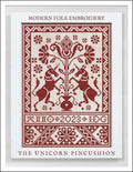 MODERN FOLK EMBROIDERY "The Unicorn Pincushion" Counted Cross Stitch Pattern, Sampler, Chart, Pattern Only