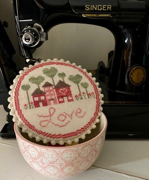 Heartsong Stitchery "Love Bowl Topper"  Counted Cross Stitch Pattern  PDF/DIGITAL Download  Chart  Pattern Only