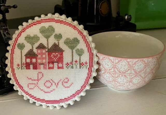 Heartsong Stitchery "Love Bowl Topper"  Counted Cross Stitch Pattern  PDF/DIGITAL Download  Chart  Pattern Only