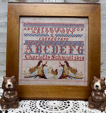 SAMBRIE STITCHES DESIGNS "Charlotte Schmidt 1914" Counted Cross Stitch Pattern, Reproduction Sampler, Chart, by Rebecca Murphy, Pattern Only