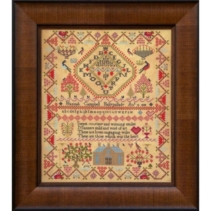 Hands Across the Sea Samplers "Hannah Campbell 1838" Counted Cross Stitch Pattern, Booklet, Pattern Only