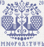 PDF INSTANT DOWNLOAD  Quiltify Design  "Pava Peacocks"  Counted Cross Stitch Pattern  Pattern Only