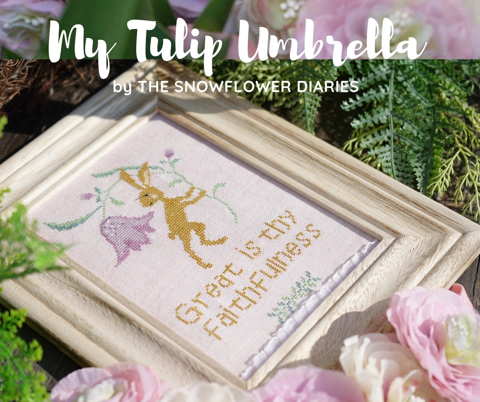 THE SNOWFLOWER DIARIES "My Tulip Umbrella" Counted Cross Stitch Pattern, By Maja Matyas Szilagyi from Budapest Hungary, Pattern Only