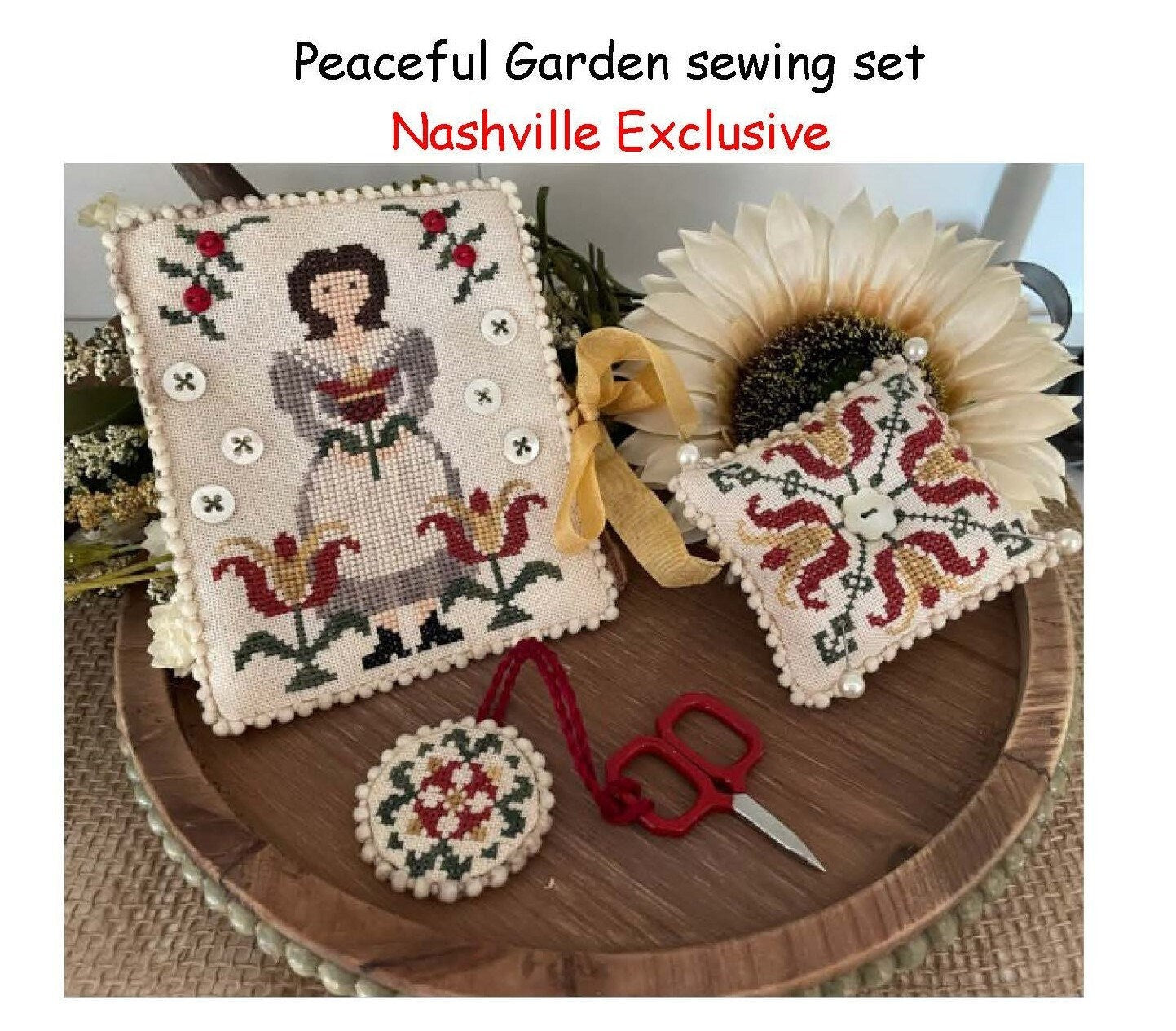 MANI DI DONNA "Peaceful Garden Sewing Set" Counted Cross Stitch Pattern, Chart, Nashville Market 2023, Pattern Only