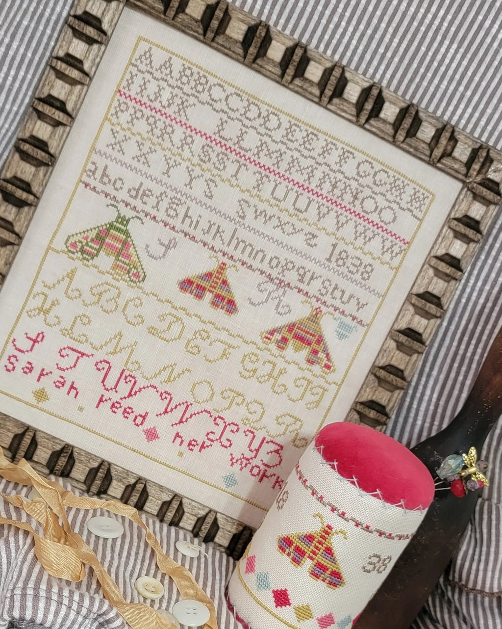 QUAINT ROSE NEEDLEARTS "Sarah Reed 1838" Counted Cross Stitch Pattern, Sampler, Chart, Pattern Only