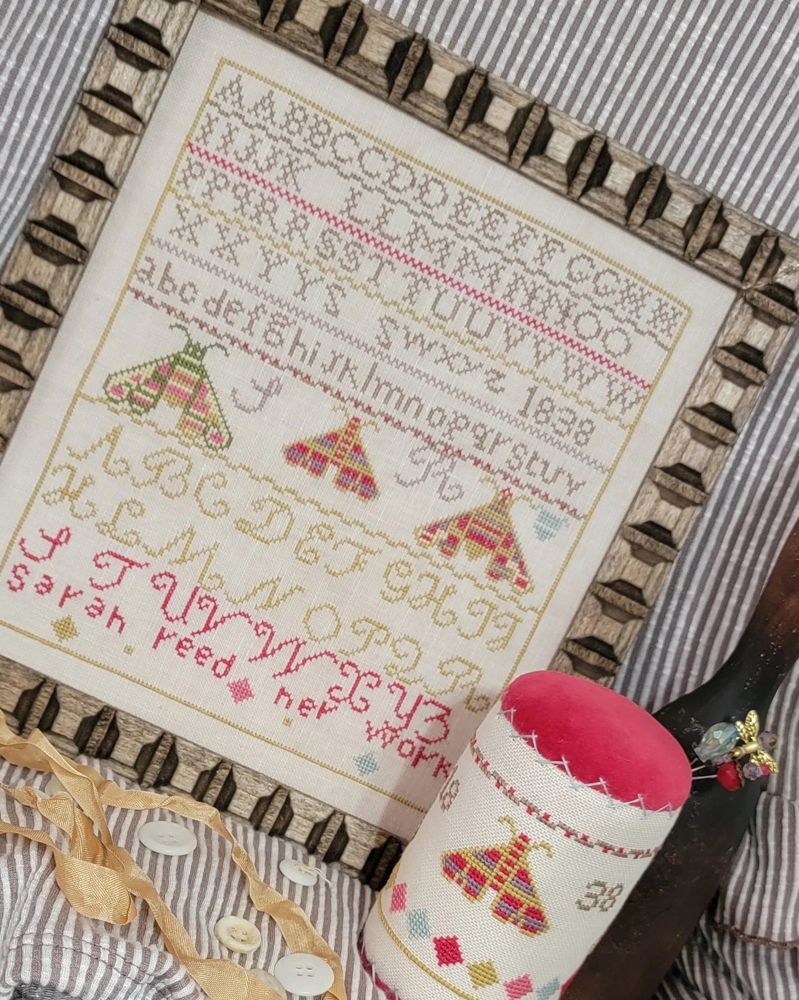 QUAINT ROSE NEEDLEARTS "Sarah Reed 1838" Counted Cross Stitch Pattern, Sampler, Chart, Pattern Only