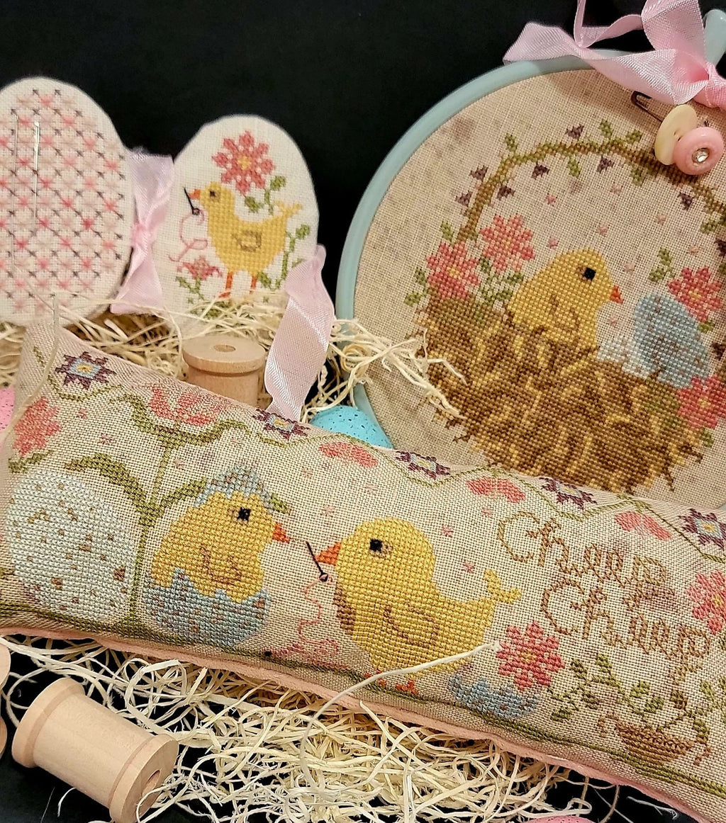 QUAINT ROSE NEEDLEARTS "Spring Chicks" Counted Cross Stitch Pattern, Sampler, Chart, Easter, Pattern Only