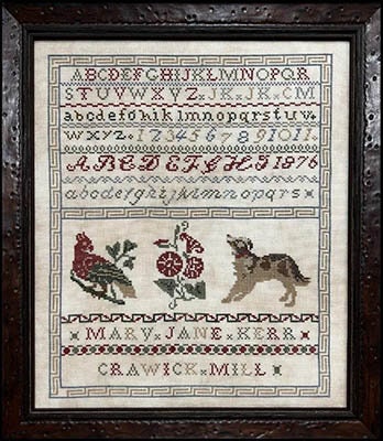 The SCARLETT HOUSE "Mary Jane Kerr 1876"  Counted Cross Stitch Pattern  Sampler, Pattern Only