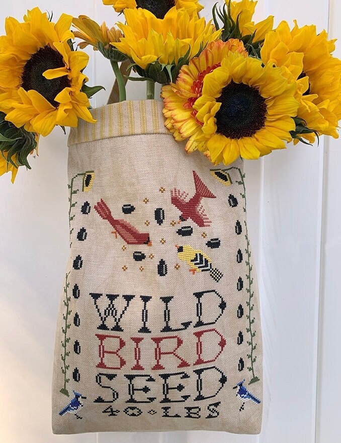 CARRIAGE HOUSE SAMPLINGS "Wild Bird Seed Sack" Counted Cross Stitch Pattern, Feed Sack, Pattern Only