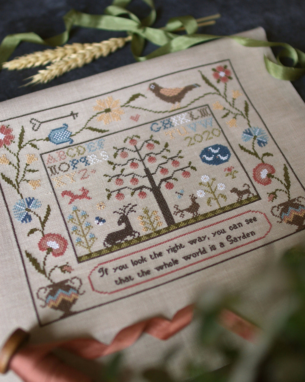PDF INSTANT DOWNLOAD  Blue Bird Needleworks  "Garden Sampler"  Counted Cross Stitch Pattern  Primitive  Pattern Only