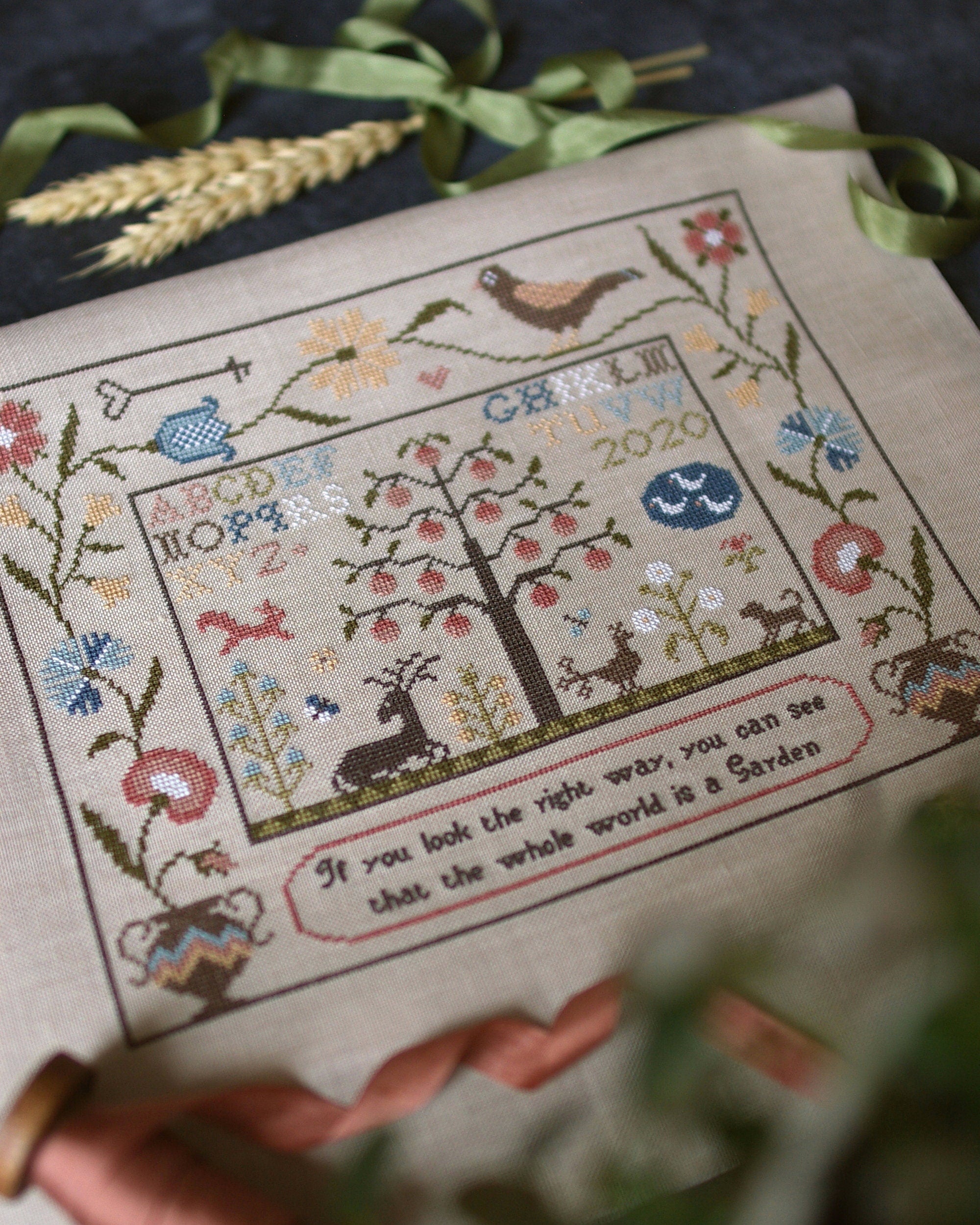 PDF INSTANT DOWNLOAD  Blue Bird Needleworks  "Garden Sampler"  Counted Cross Stitch Pattern  Primitive  Pattern Only