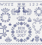 PDF INSTANT DOWNLOAD  Quiltify Design  "Garlands, Crowns & Cartouches"  Counted Cross Stitch Pattern  Pattern Only