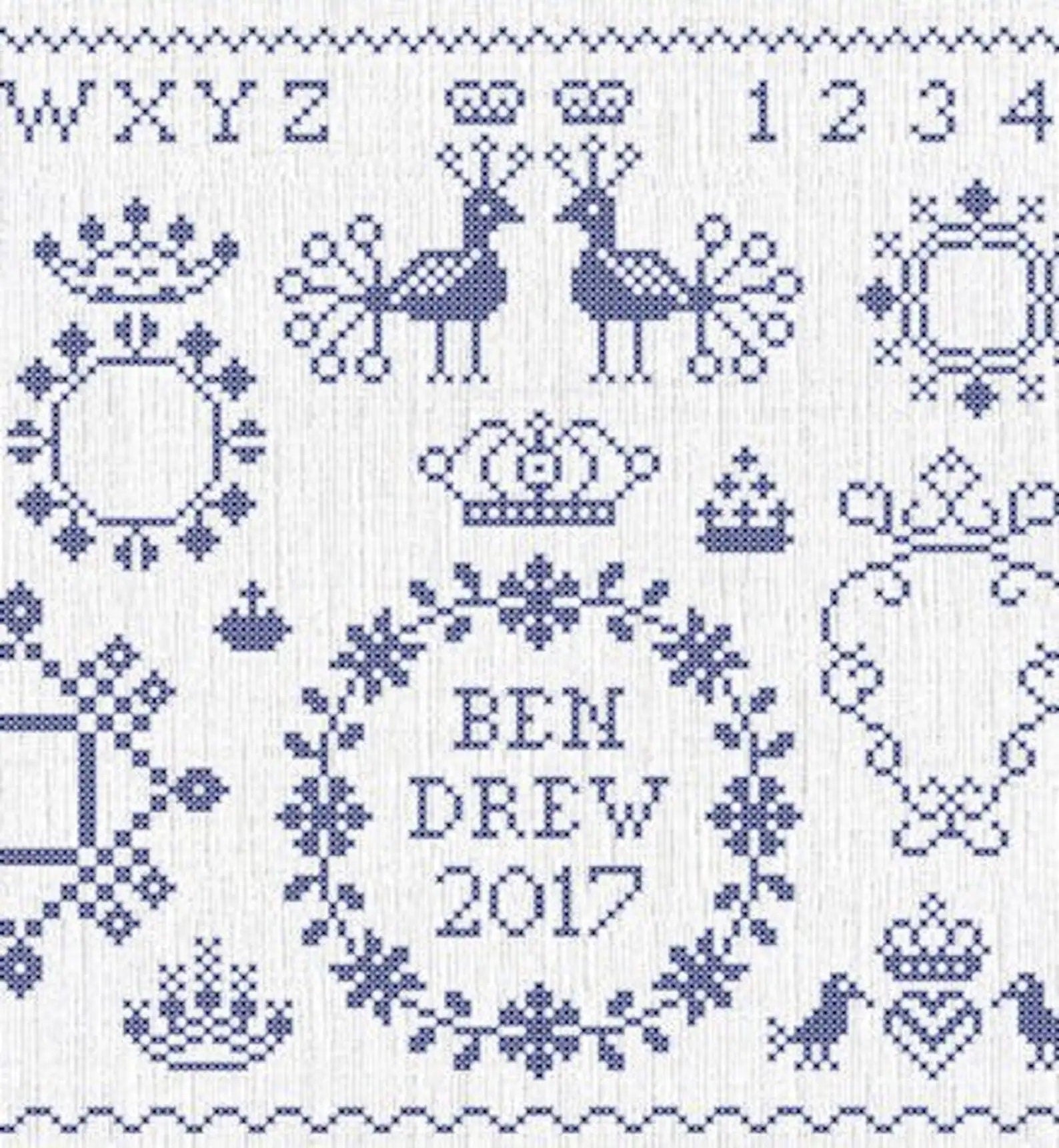PDF INSTANT DOWNLOAD  Quiltify Design  "Garlands, Crowns & Cartouches"  Counted Cross Stitch Pattern  Pattern Only