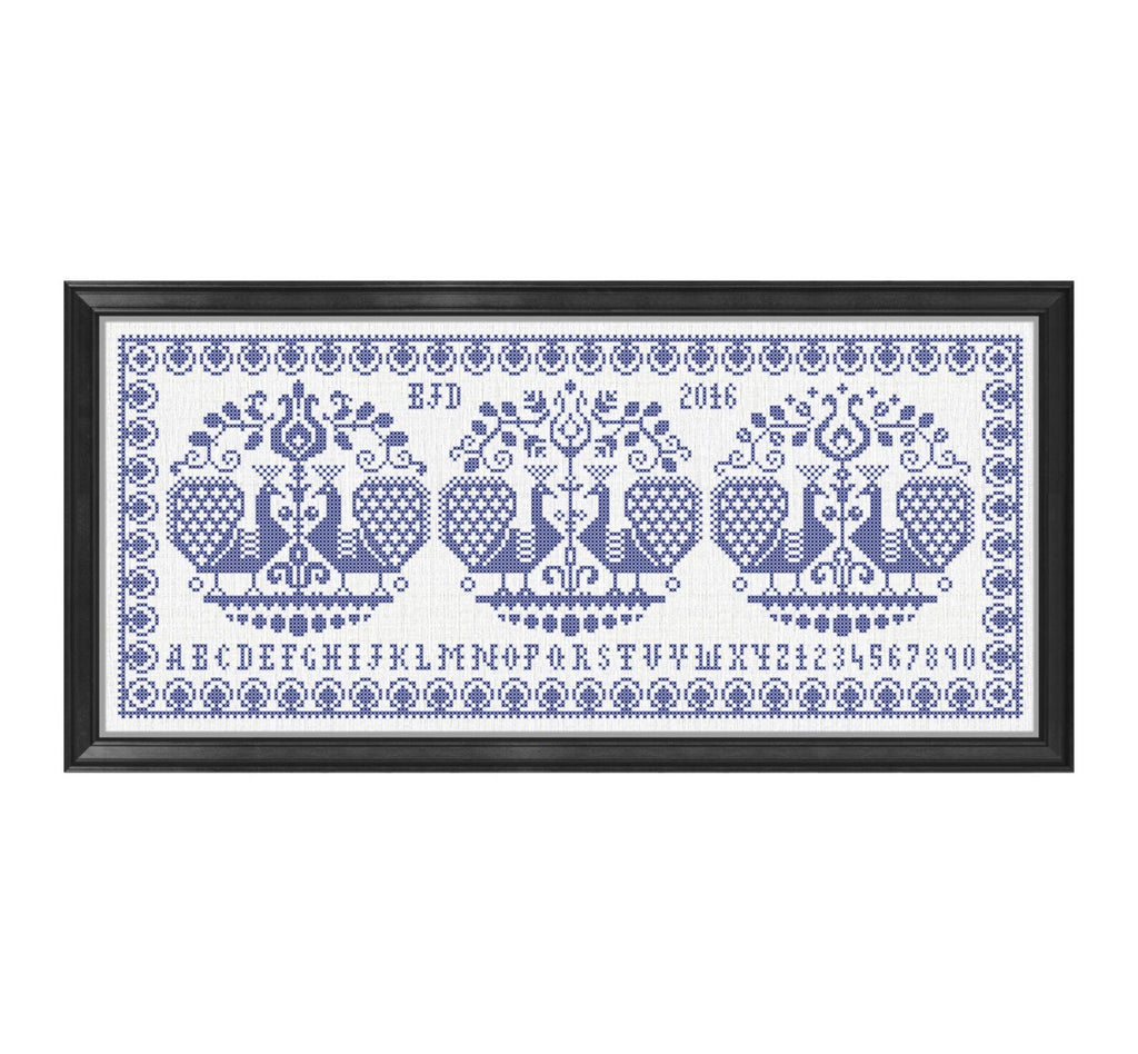 PDF INSTANT DOWNLOAD  Quiltify Design  "Pava Peacocks"  Counted Cross Stitch Pattern  Pattern Only