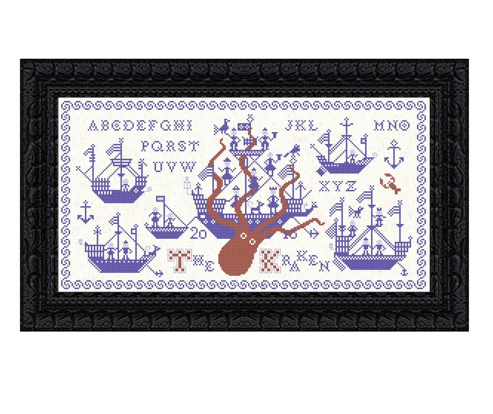 PDF INSTANT Download  Quiltify Design  "The Kraken Sampler"  Counted Cross Stitch Pattern  Pattern Only