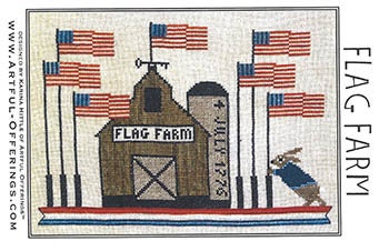 ARTFUL OFFERINGS "Flag Farm" Counted Cross Stitch Pattern, Bunny, American Flag, 1776, Pattern Only