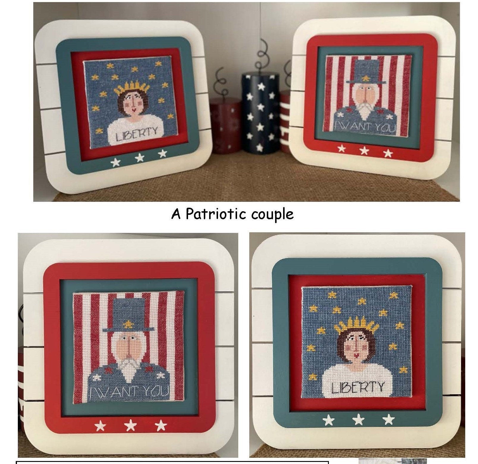 MANI DI DONNA "A Patriotic Couple" Counted Cross Stitch Pattern, Chart, Americana, Patriotic, Life, Liberty, Pattern Only