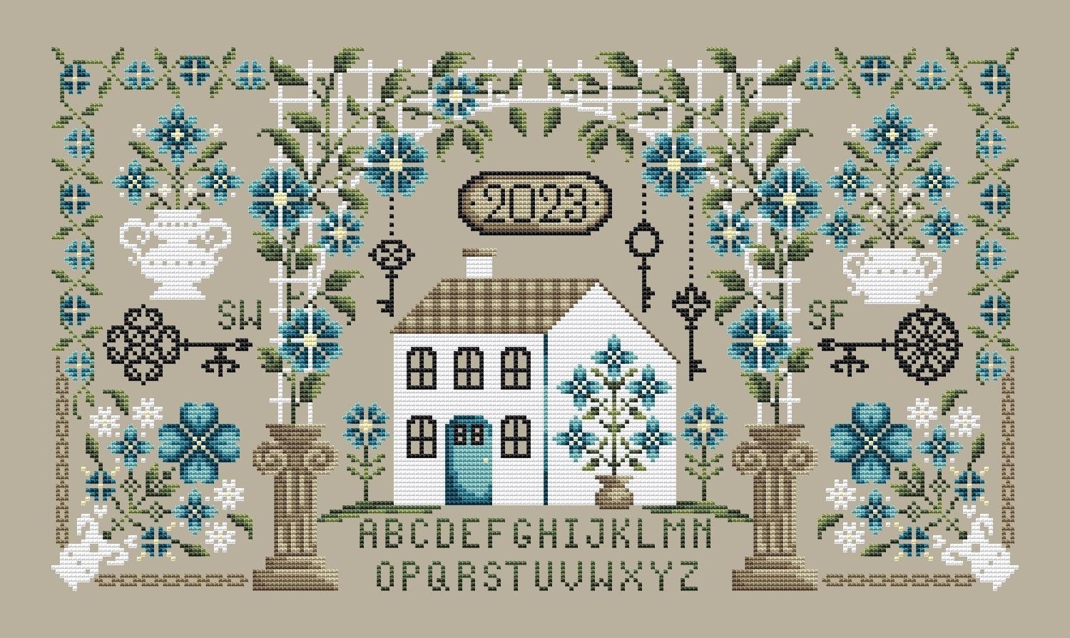 SHANNON CHRISTINE DESIGNS "Morning Glory Manor" Counted Cross Stitch Pattern, Chart, Sampler, Pattern Only