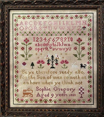 The SCARLETT HOUSE "Sophia Gregory 1835"  Counted Cross Stitch Pattern  Reproduction Sampler, Pattern Only