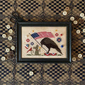 STITCHES BY ETHEL "A Day For Freedom" Counted Cross Stitch Pattern, Chart, American Flag, Black Crow, Pattern Only