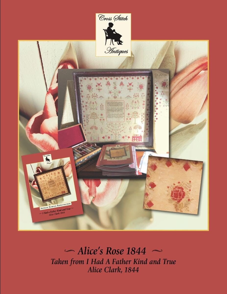 CROSS STITCH ANTIQUEs "Alice's Rose 1844" Counted Cross Stitch Pattern, Chart, Sampler, Pattern Only