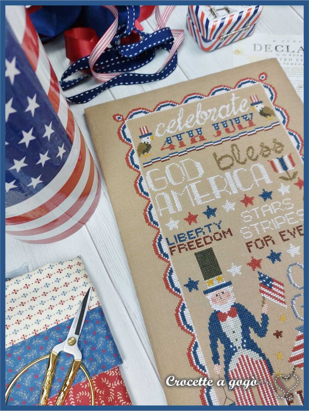CROCETTE A GOGO "Independence Day"  Counted Cross Stitch Pattern  Chart  American Flag  Liberty  Americana  Pattern Only