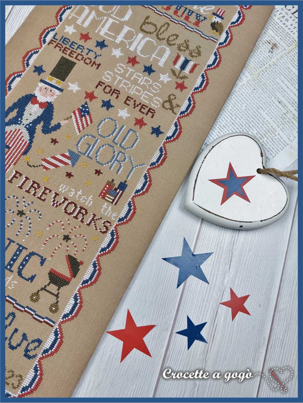 CROCETTE A GOGO "Independence Day"  Counted Cross Stitch Pattern  Chart  American Flag  Liberty  Americana  Pattern Only