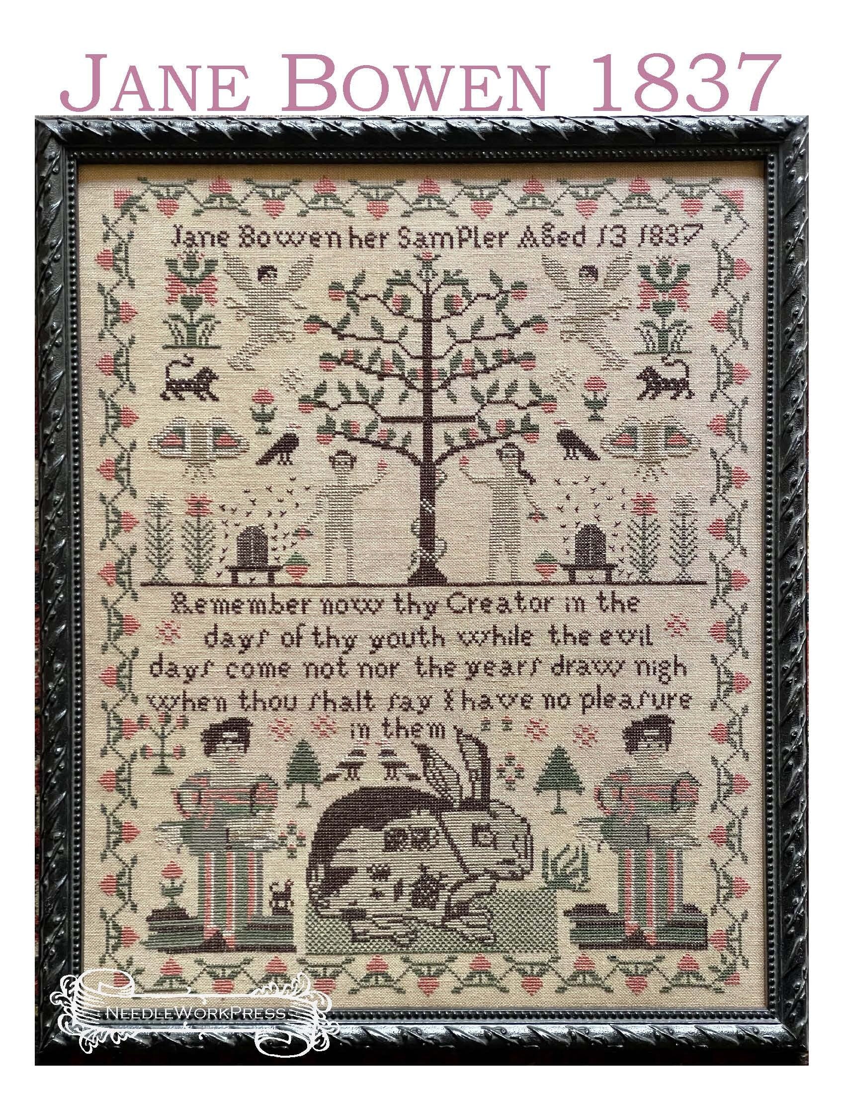 NEEDLEWORK PRESS "Jane Bowen 1837" A Sampler, Counted Cross Stitch Pattern, NeedleWorkPress, Pattern Only