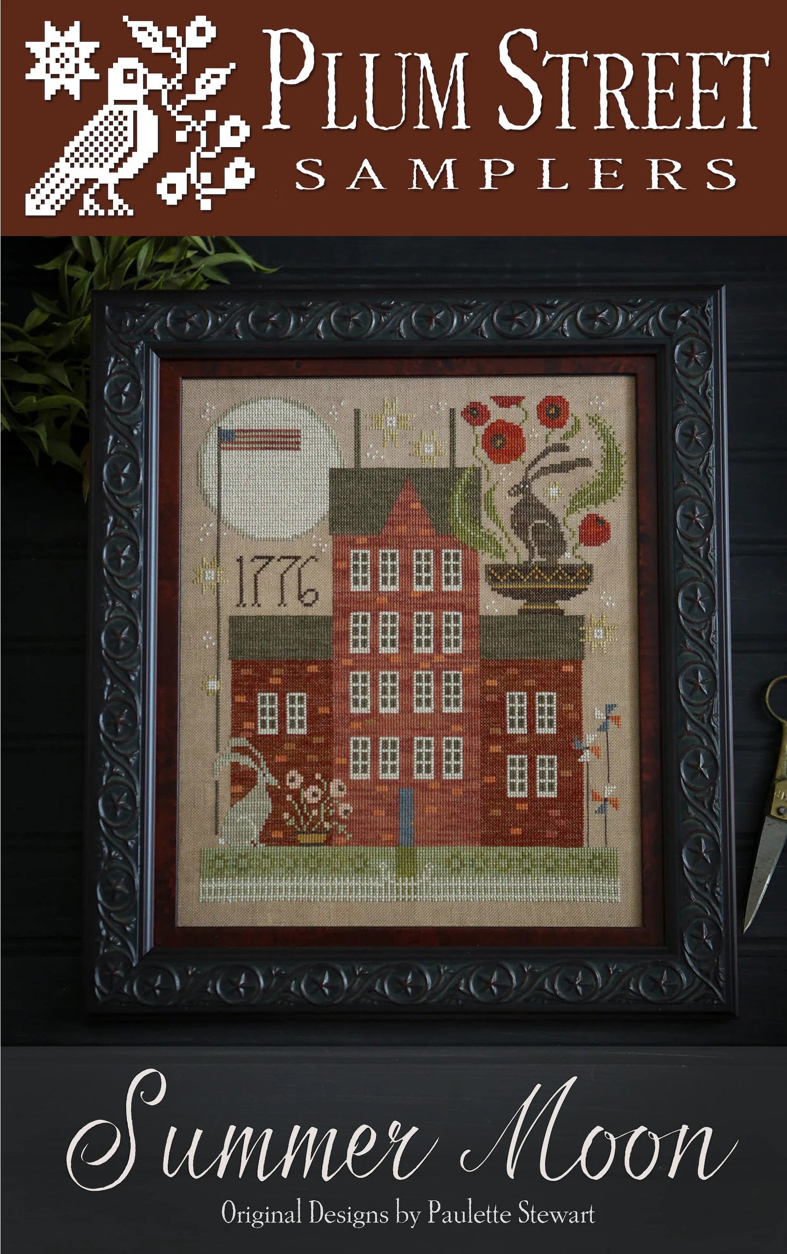 PLUM STREET SAMPLERS "Summer Moon"  Counted Cross Stitch Pattern  Americana, American Flag, Chart, Pattern Only