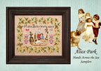 Hands Across The Sea Samplers "Alice Park" Counted Cross Stitch Pattern, Reproduction Sampler, Chart, Printed Booklet