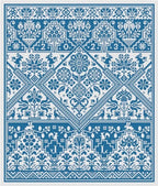 LONG DOG SAMPLERS "The Lady Garden"  Counted Cross Stitch Pattern  Quaker Sampler, Chart, Pattern Only