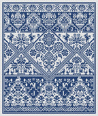 LONG DOG SAMPLERS "The Lady Garden"  Counted Cross Stitch Pattern  Quaker Sampler, Chart, Pattern Only