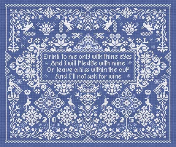 LONG DOG SAMPLERS "Leave a Kiss"  Counted Cross Stitch Pattern  Sampler, Chart, Pattern Only