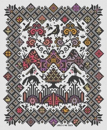 LONG DOG SAMPLERS "Coddiwomple"  Counted Cross Stitch Pattern  Sampler, Chart, Pattern Only