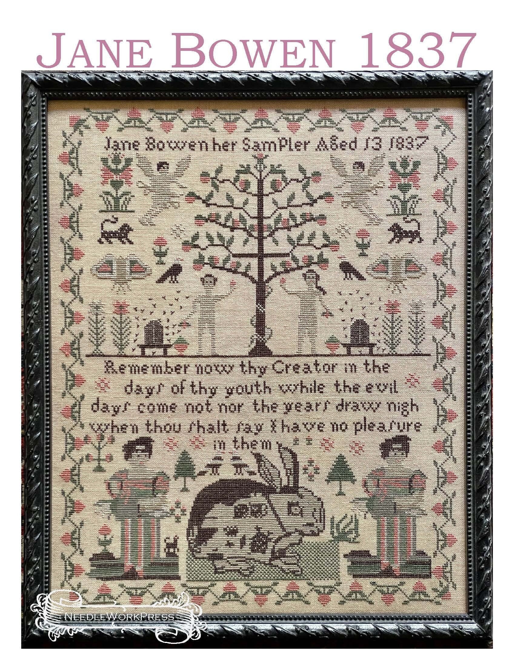 NEEDLEWORK PRESS "Jane Bowen 1837" A Sampler, Counted Cross Stitch Pattern, NeedleWorkPress, Pattern Only