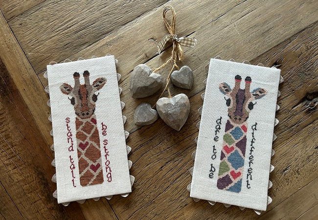 HAYSTACK STITCHING "I Love Giraffe's" Counted Cross Stitch Pattern, Chart, Stand Tall, Be Strong and Dare to be Different, Pattern Only
