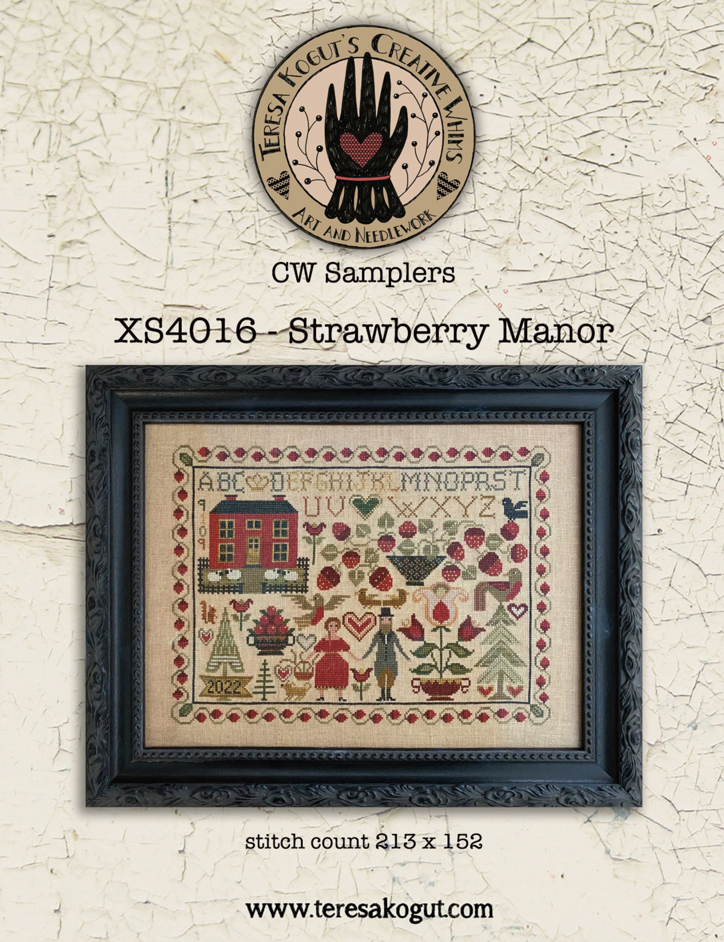 Teresa Kogut Creative Whims "Strawberry Manor" Counted Cross Stitch Pattern, Sampler, Chart, Nashville Market 2023, Pattern Only