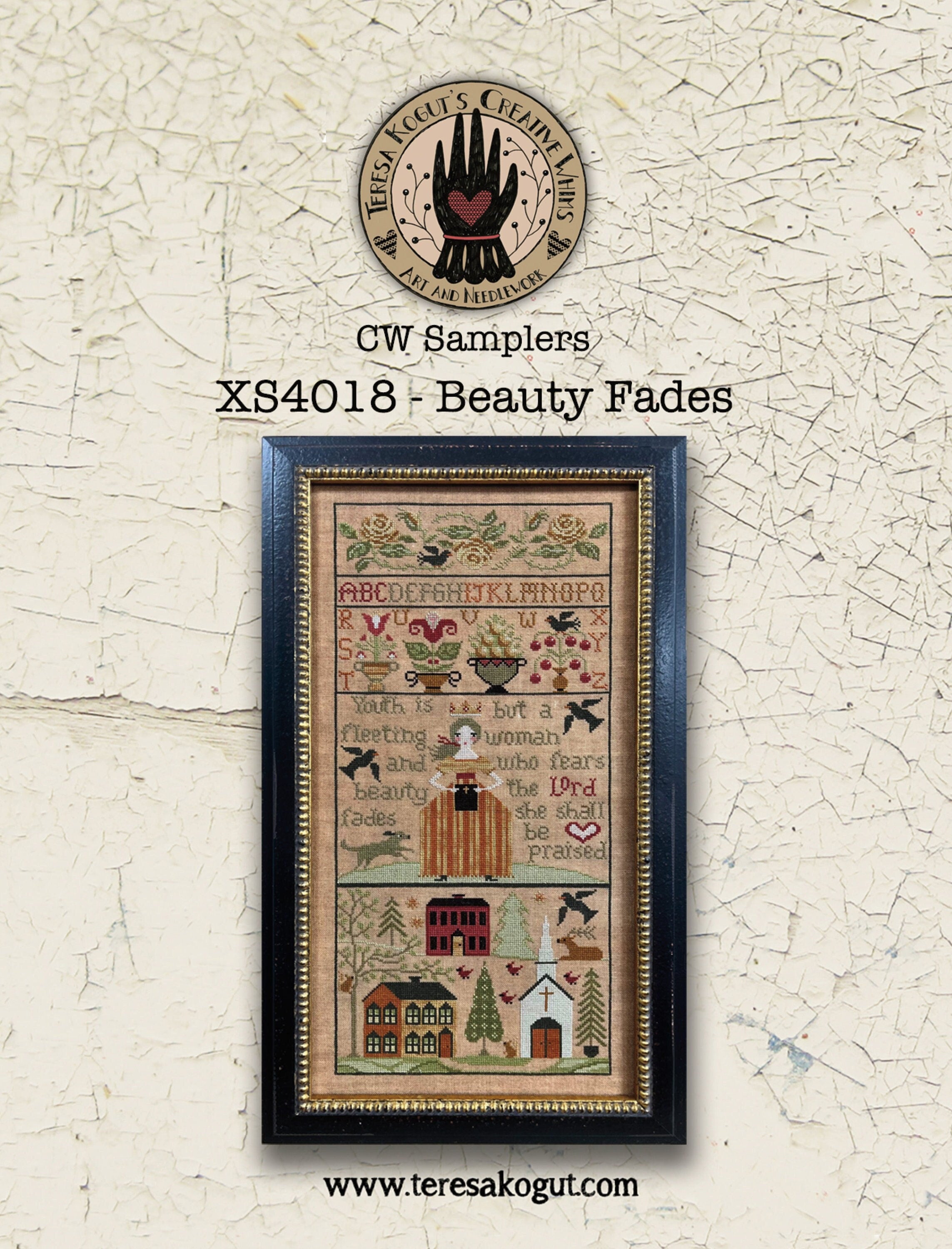 Teresa Kogut Creative Whims "Beauty Fades XS4018" Counted Cross Stitch Pattern, Sampler, Chart, Nashville Market 2023, Pattern Only