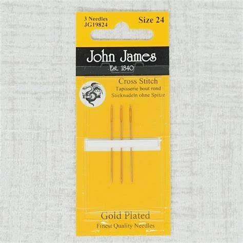 JOHN JAMES Size 24 Gold Plated Tapestry Needles, 3 per Pack, Cross Stitch