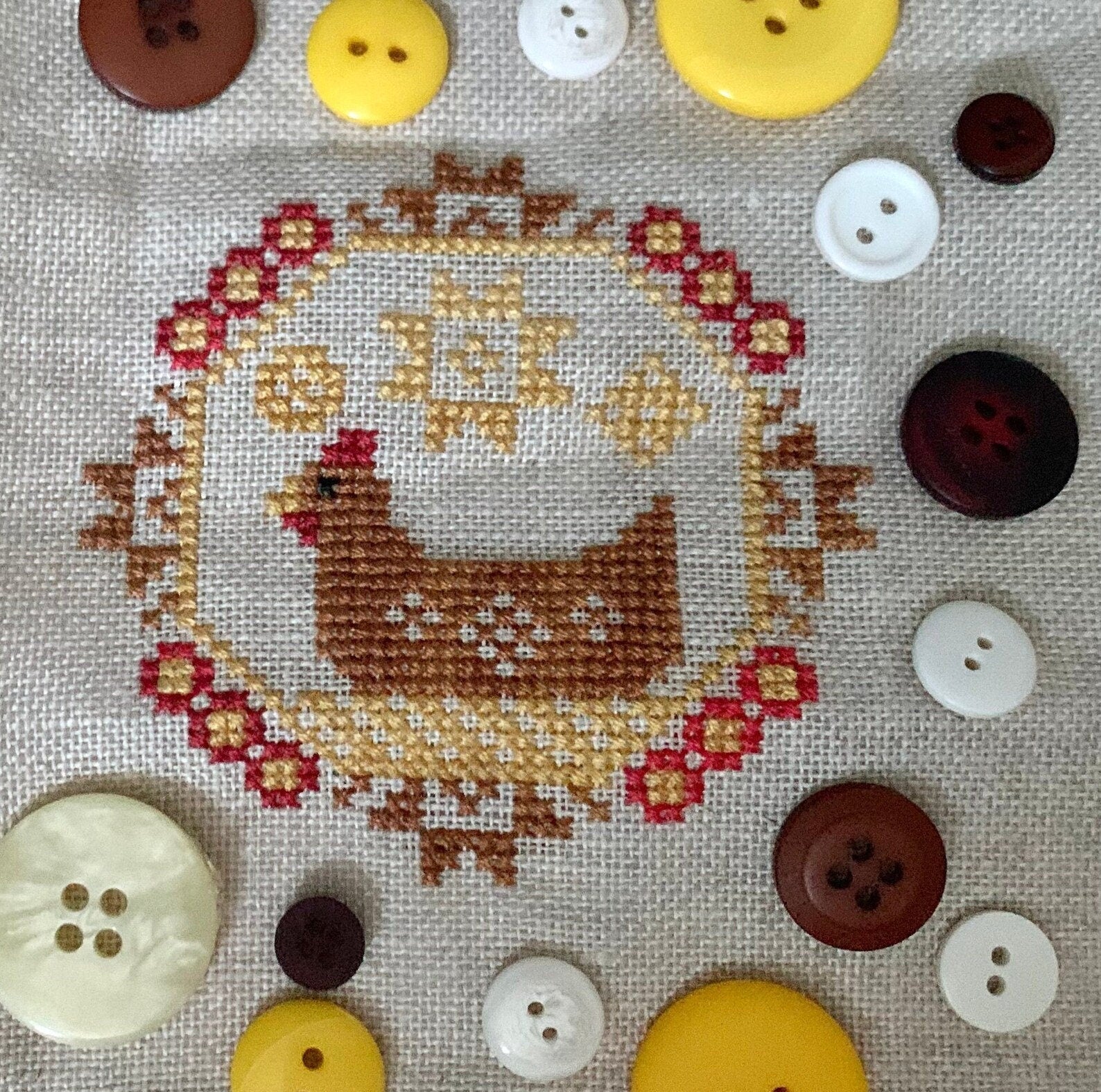DARLING & WHIMSY DESIGNS "Quirky Quaker Chickens" Counted Cross Stitch Pattern, Lionel The Ladybug, Pattern Only