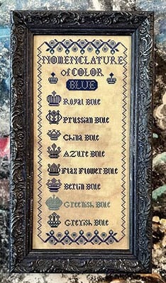 KATHY BARRICK "Nomenclature of Color - Blue" Counted Cross Stitch Pattern, Chart, Pattern Only