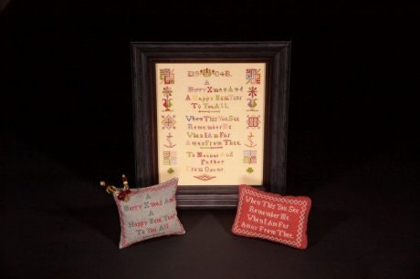 Hands Across The Sea Samplers  "Needlework of Oscar Topsfield 1904"  Reproduction Sampler  Counted Cross Stitch Pattern  Pattern Only