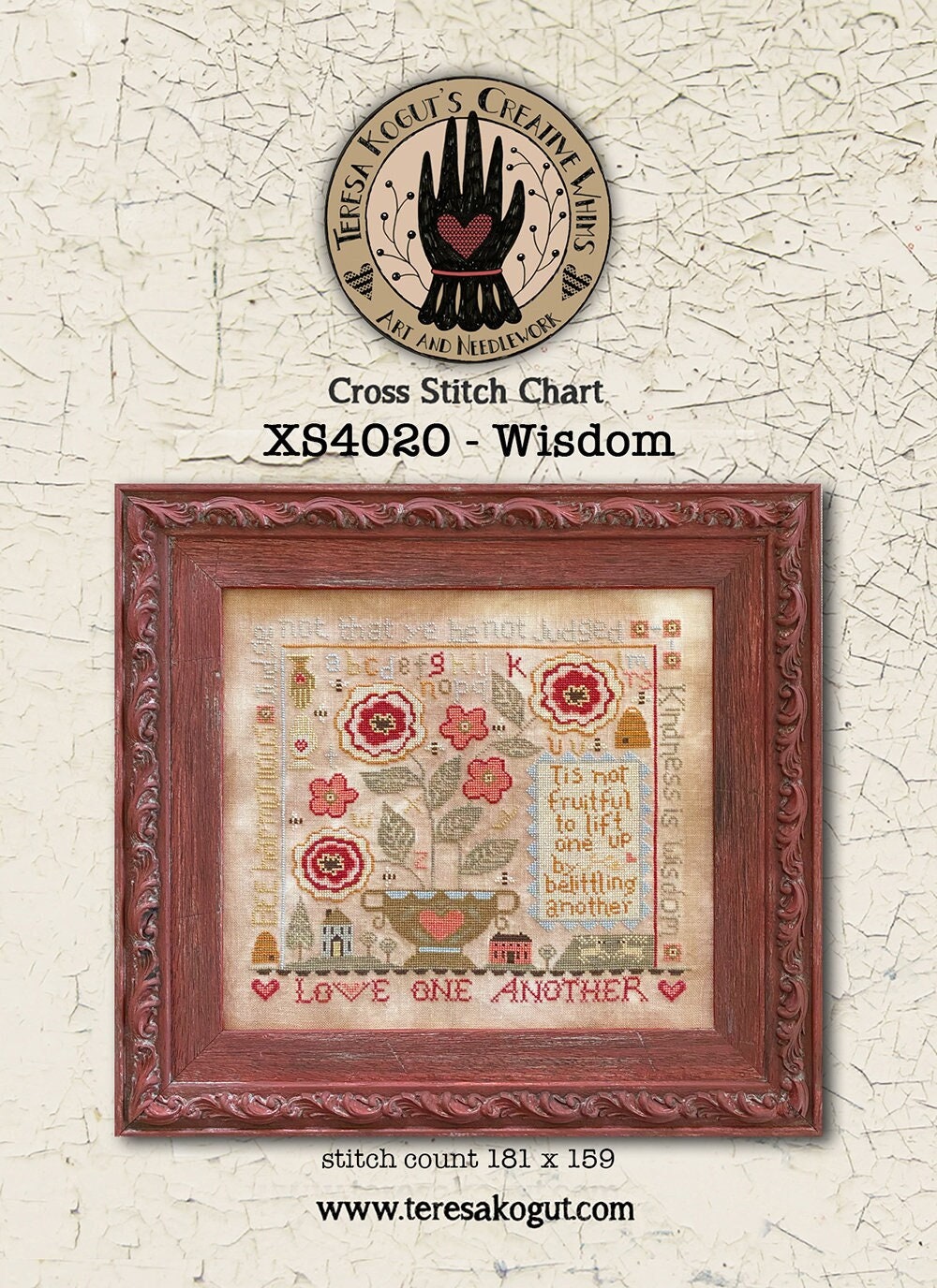 TERESA KOGUT Creative Whims "Wisdom"  Counted Cross Stitch Pattern  Sampler, Chart, XS4020, Pattern Only