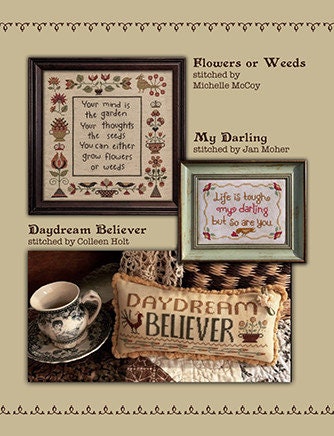 Teresa Kogut Creative Whims "Thoughts & Dreams" Counted Cross Stitch Pattern, Chart, 3 Different Designs, Flowers, Birds, Pattern Only