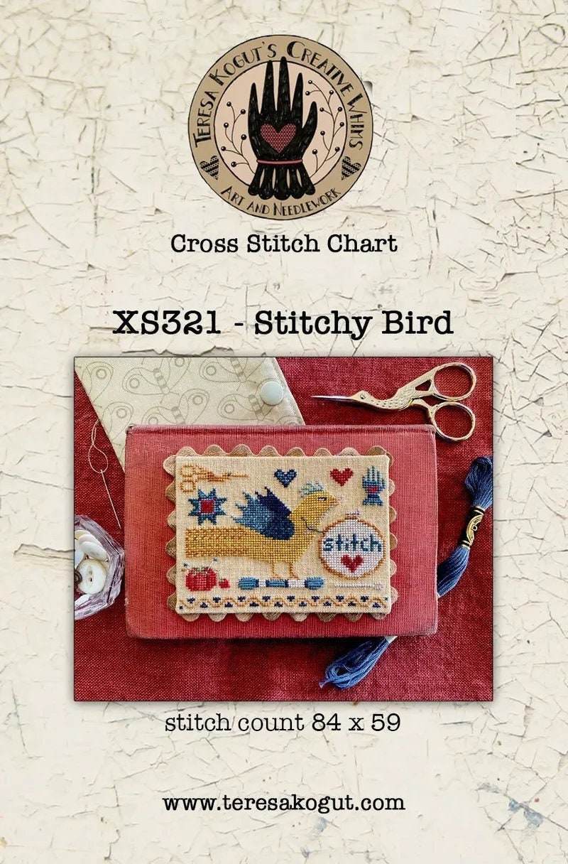 Teresa Kogut Creative Whims "Stitchy Bird" Counted Cross Stitch Pattern, Chart, Pattern Only