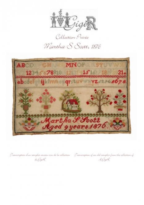 GIGI R Designs "Martha S Scott, 1876", Counted Cross Stitch Pattern, Nashville 2018 Release, GigiR, Sampler, Pattern Only