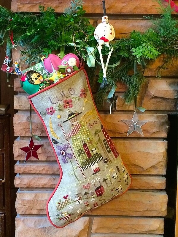 SHEPHERD'S BUSH PRINTWORKS "Lula's Stocking" Counted Cross Stitch Pattern, Chart,  Christmas, Sampler, Pattern Only