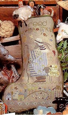 SHEPHERD'S BUSH PRINTWORKS "Reed's Stocking" Cross Stitch Pattern and Charm Pack Included, Christmas, Santa, Sampler, Pattern Only